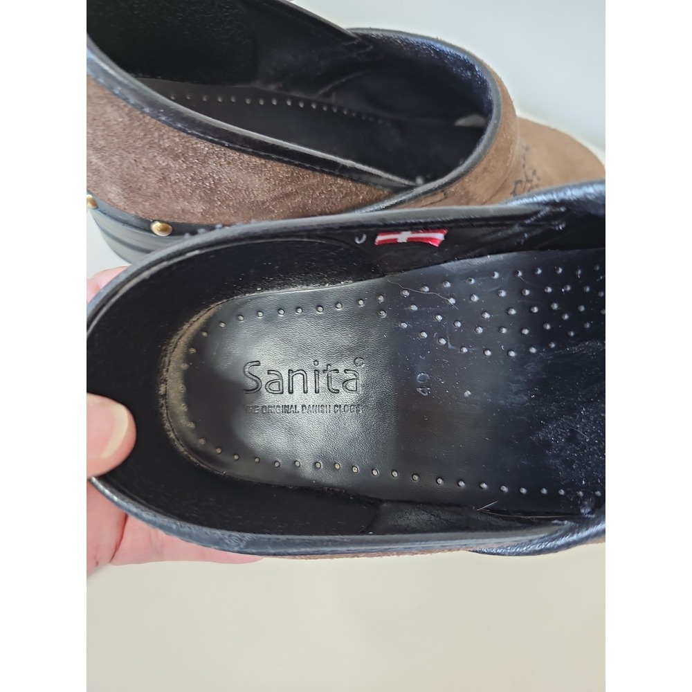 Sanita Brown Suede Clogs 40 W/intricate Embroidery - Picture 13 of 14